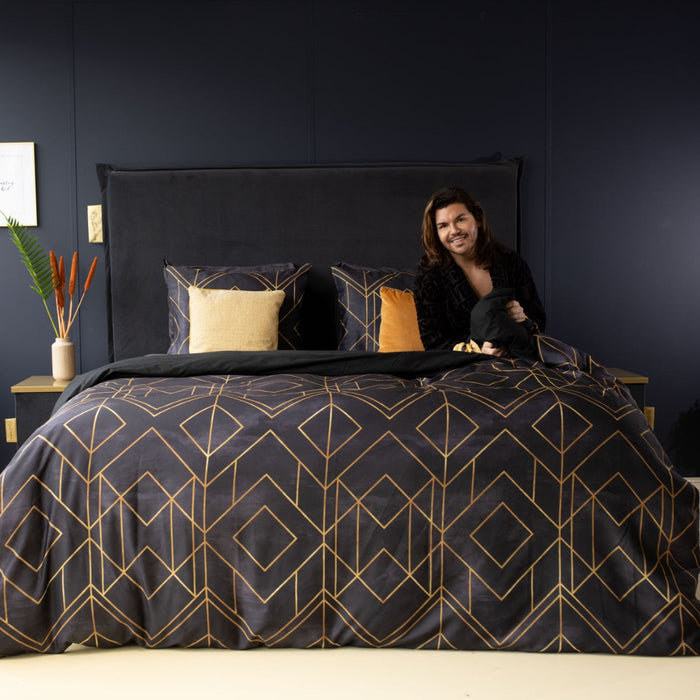 Y-NOT Roy Donders Art Deco Black Gold Dekbedovertrek 240 x 240 cm