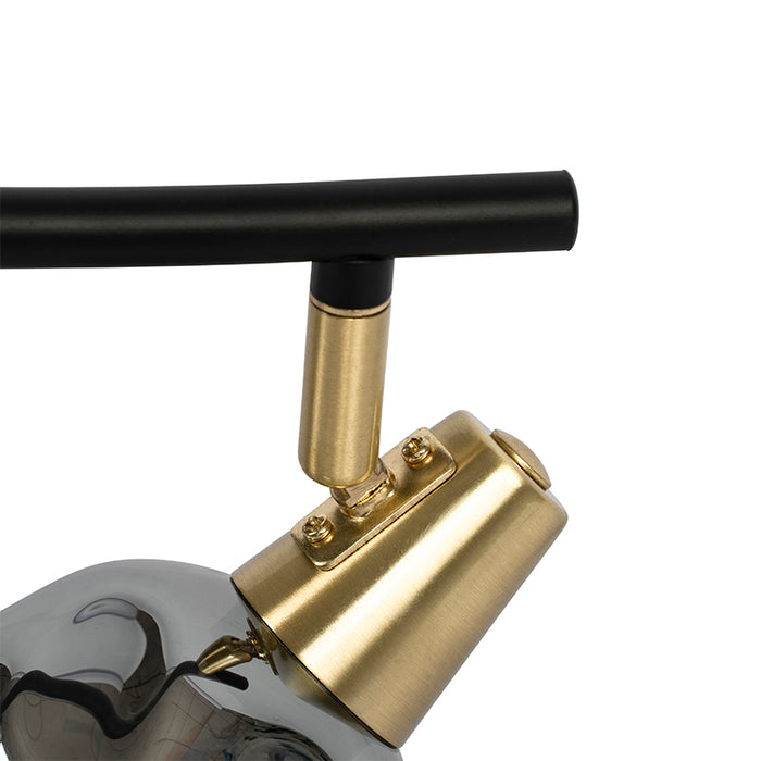 QAZQA Plafondlamp goud 45 cm met smoke glas 3-lichts - Vidro