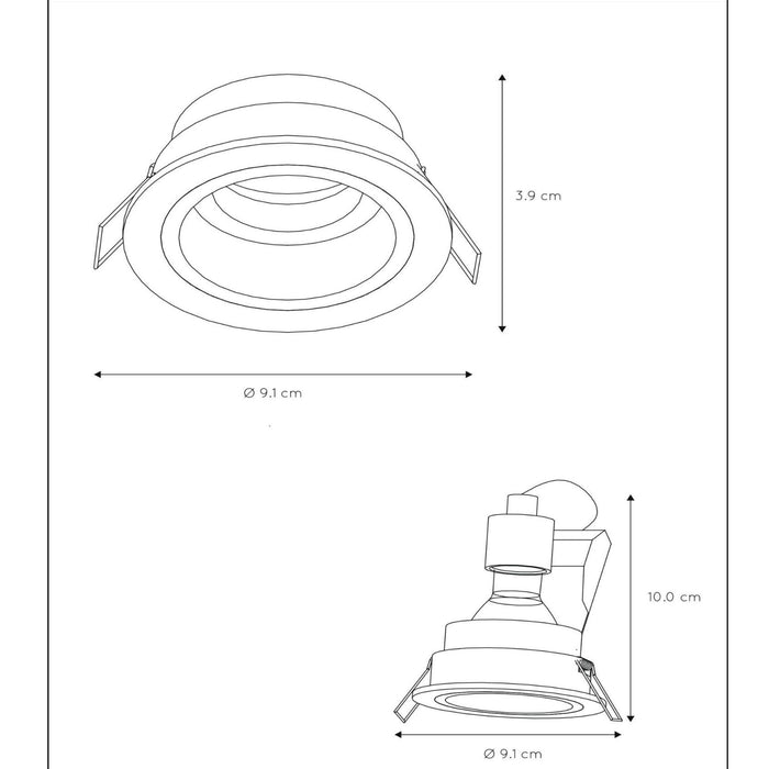 Lucide EMBED - Inbouwspot - Ø 9,1 cm - 1xGU10 - Zw