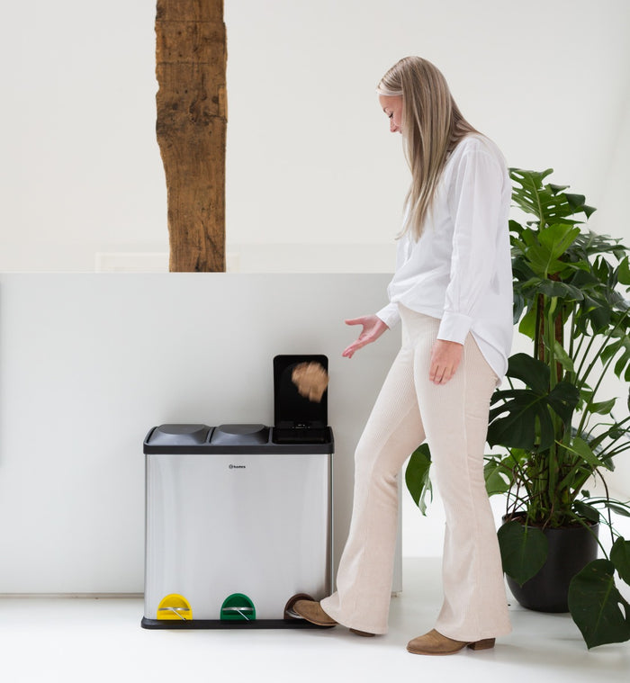 Homra STEPHS afvalscheiding prullenbak - 3 vakken - 60L - RVS