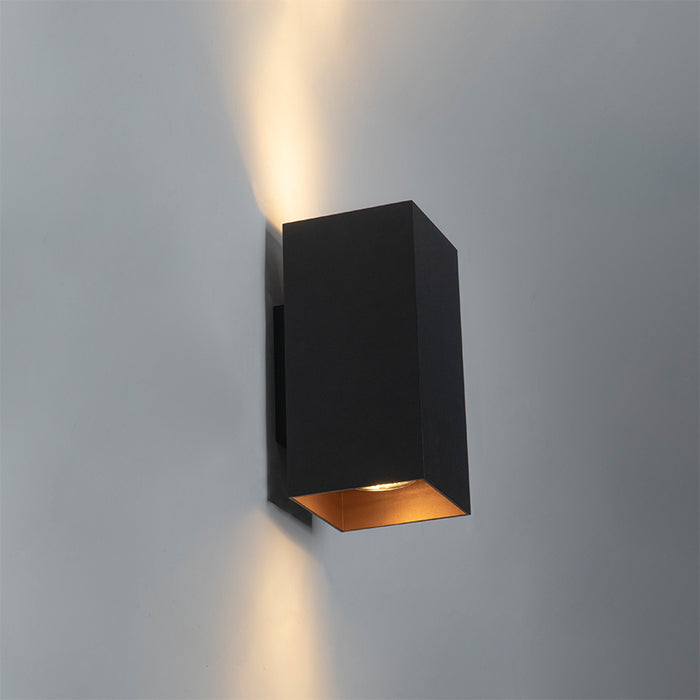 QAZQA Design vierkante wandlamp zwart met gouden binnenkant - Sab