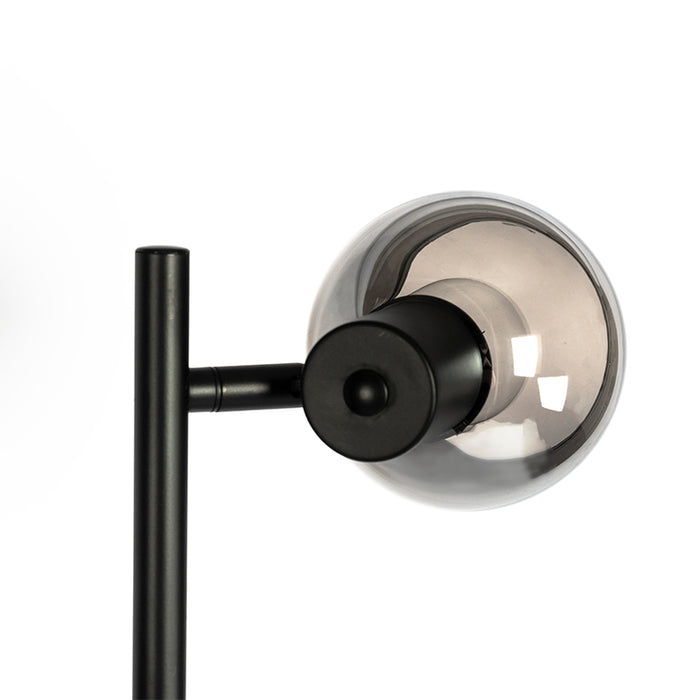 QAZQA Art Deco vloerlamp zwart 3-lichts met smoke glas - Vidro