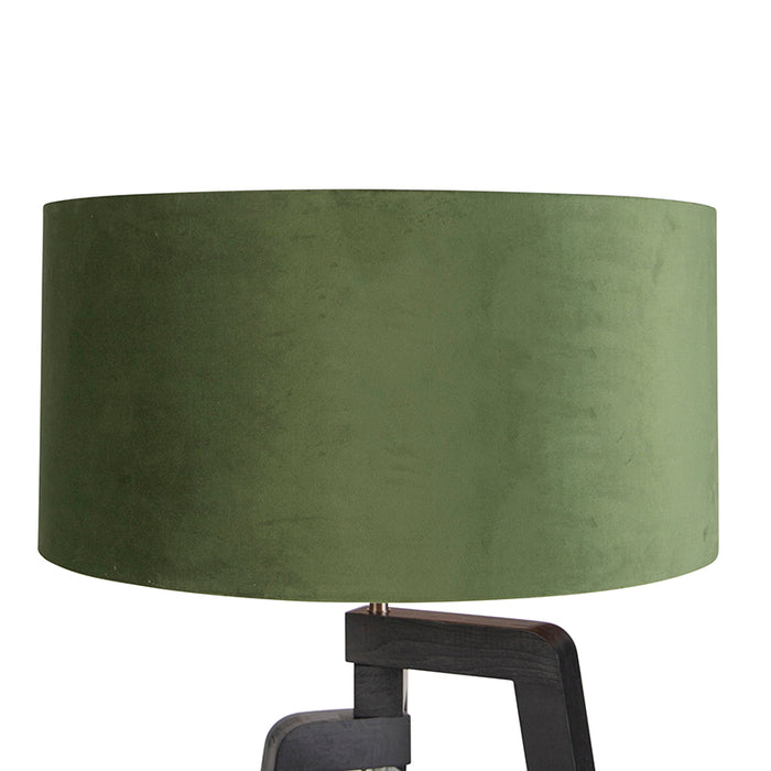 QAZQA Vloerlamp tripod zwart met groene kap en goud 50 cm - Puros