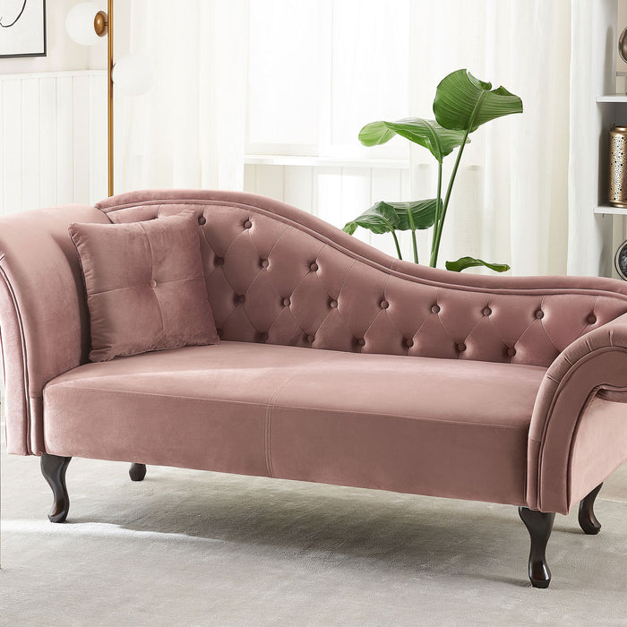 Beliani - LATTES - Chaise longue - Roze - Linkerzijde - Fluweel