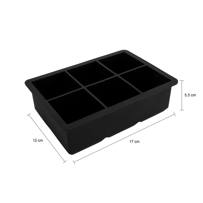 Krumble Ijsblokjesvorm - 6 ijsblokken - Silicoon - Zwart
