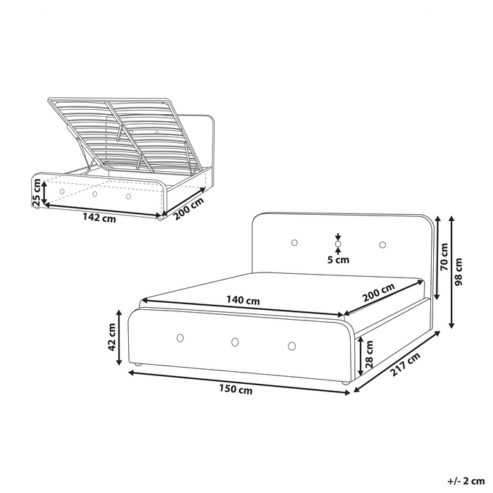 Beliani-RENNES -Bed met opbergruimte-Donkergrijs-140x200 cm-Polyester