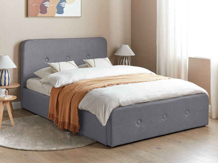Beliani-RENNES -Bed met opbergruimte-Donkergrijs-140x200 cm-Polyester