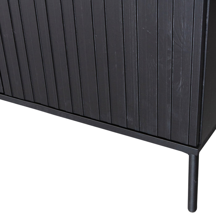 WOOOD New Gravure Dressoir B 200 cm - Grenen - Zwart