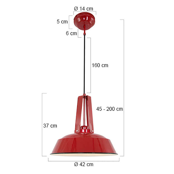 Mexlite - hanglamp - Eden - rood - metaal - Ø 42cm - E27 - 7704RO