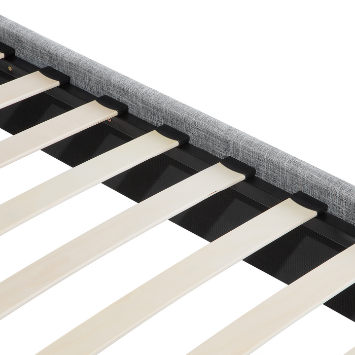 Beliani - SENNEZ - Tweepersoonsbed - Grijs - 160 x 200 cm - Polyester