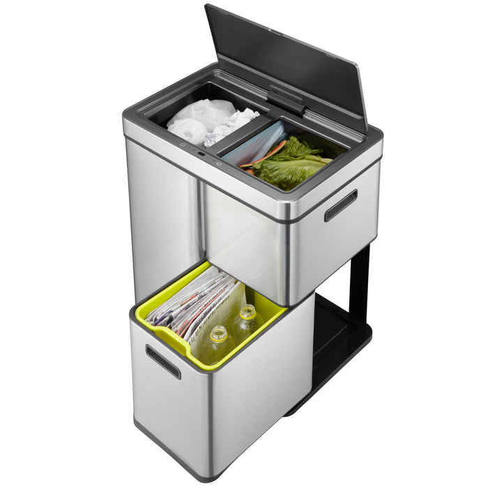 EKO Mirage+ Sensor Afvalemmer 60 Liter (30+15+15L) - RVS