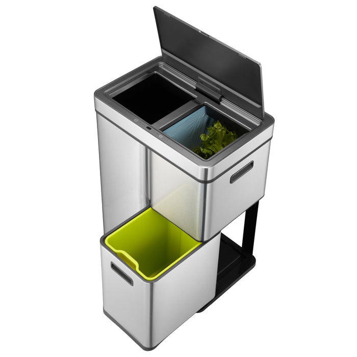 EKO Mirage+ Sensor Afvalemmer 60 Liter (30+15+15L) - RVS