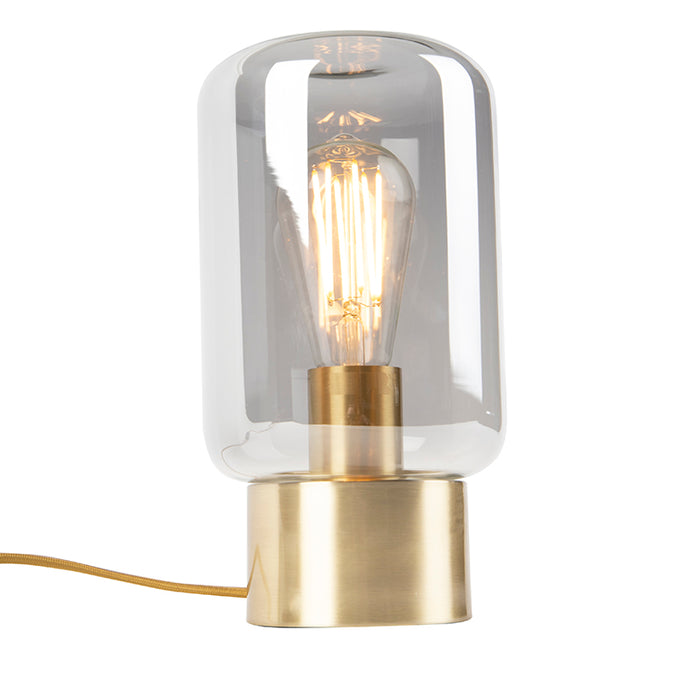 QAZQA Design messing met smoke glas tafellamp - Bliss Cute