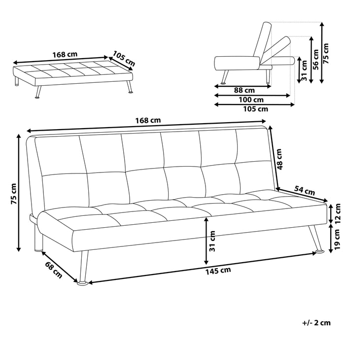Beliani - HASLE II - Slaapbank 3-zits - Bruin - Polyester