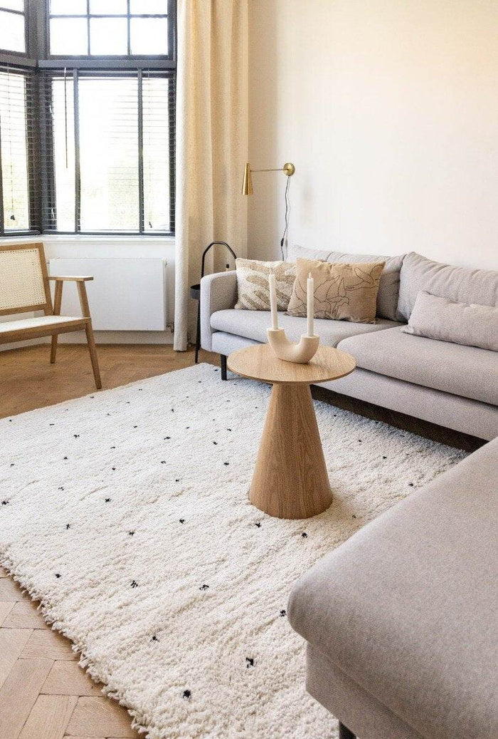 Interieur05 Kindervloerkleed  hoogpolig Cream|Zwart - Dots