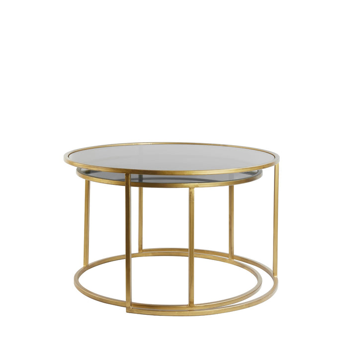 Light & Living Salontafel Duarte - Smoke Zwart|Goud - Ø65+Ø75cm