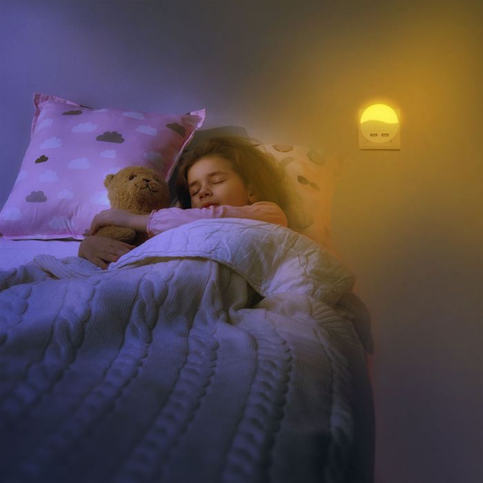 V-tac VT-84 nachtlampje stopcontact - rond - 2x USB - warm wit