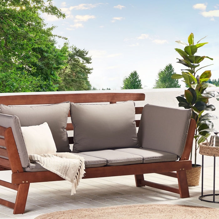 Beliani - PORTICI - Tuinbank - Donkere houtkleur - Eucalyptushout