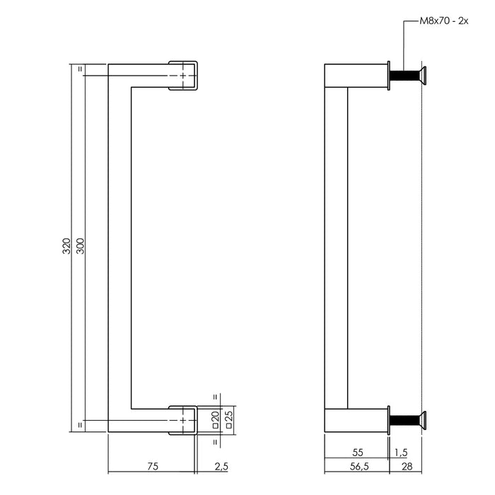 Intersteel Deurgreep Vierkant verkropt voor DIY-schuifdeur Cubo