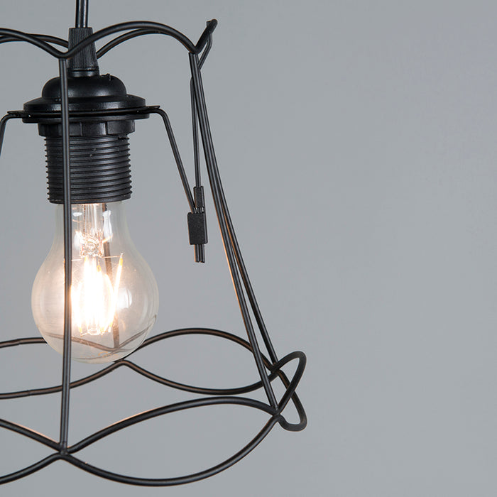QAZQA Retro hanglamp zwart 20 cm - Granny Frame