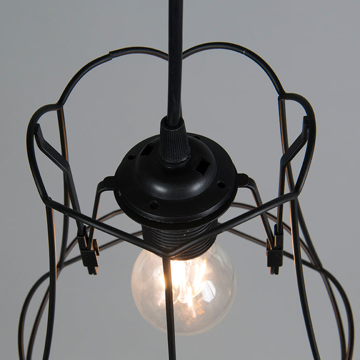 QAZQA Retro hanglamp zwart 20 cm - Granny Frame