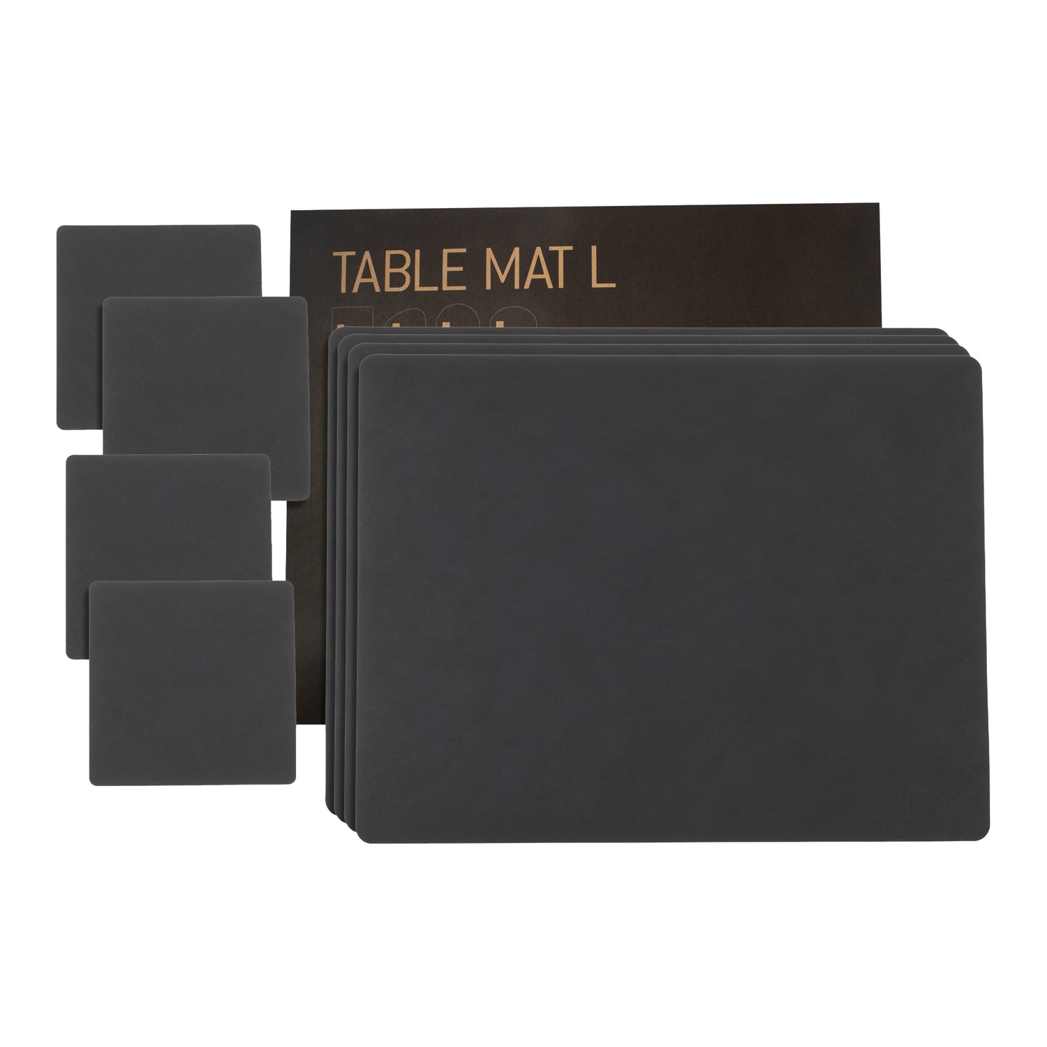 LIND DNA Nupo Square Placemats 4 st. + Onderzetters 4 st. - Anthracite