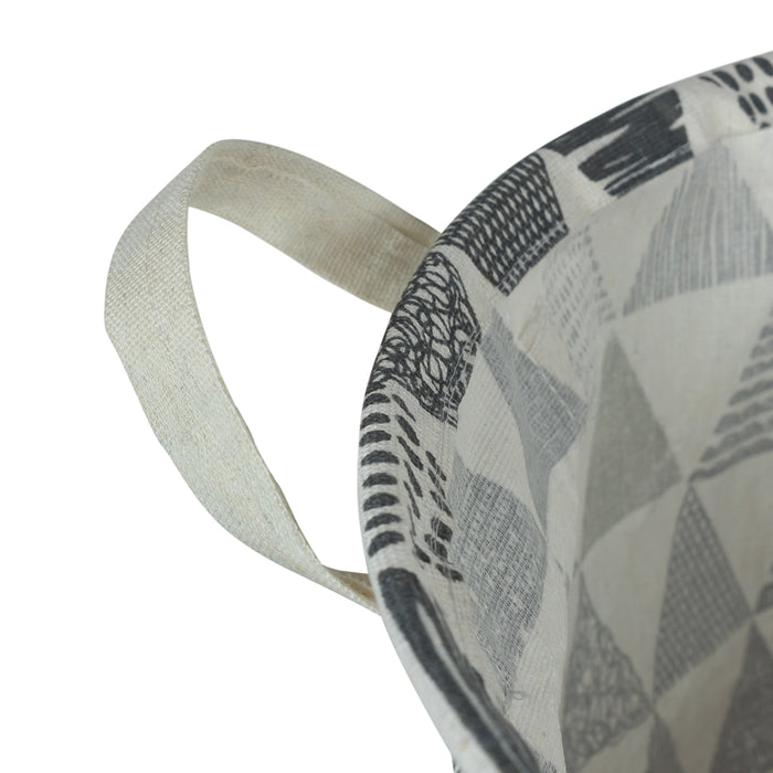 QUVIO Wasmand met driehoeken - Beige | grijs