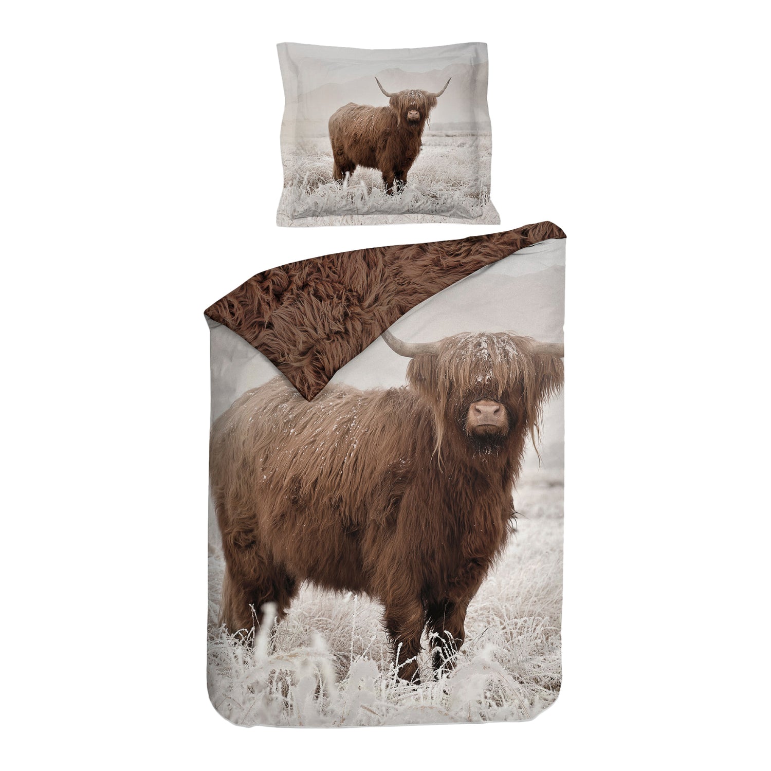 Heckett & Lane Curtis Dekbedovertrek 140 x 200TC/220 cm - Taupe/Grijs