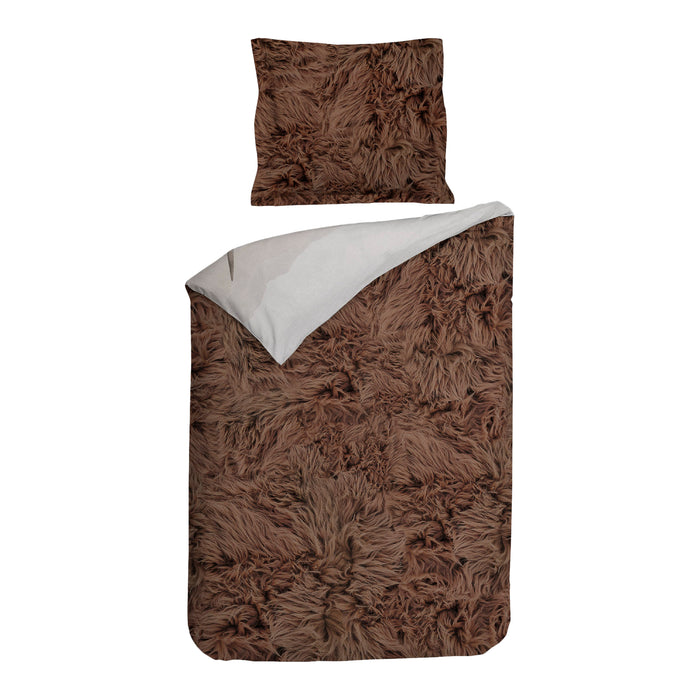 Heckett & Lane Curtis Dekbedovertrek 140 x 200TC/220 cm - Taupe/Grijs