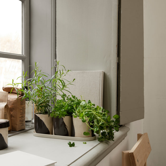 Ferm Living Inlay Kruiden Bloempot Set - Sand/Brown