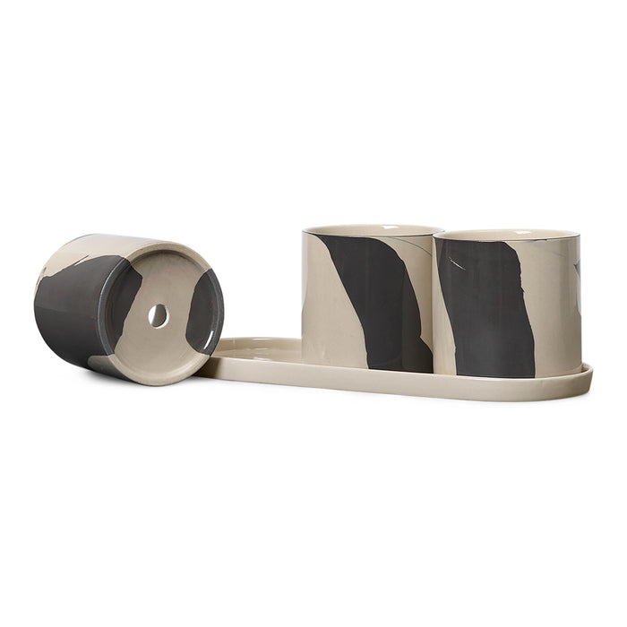 Ferm Living Inlay Kruiden Bloempot Set - Sand/Brown