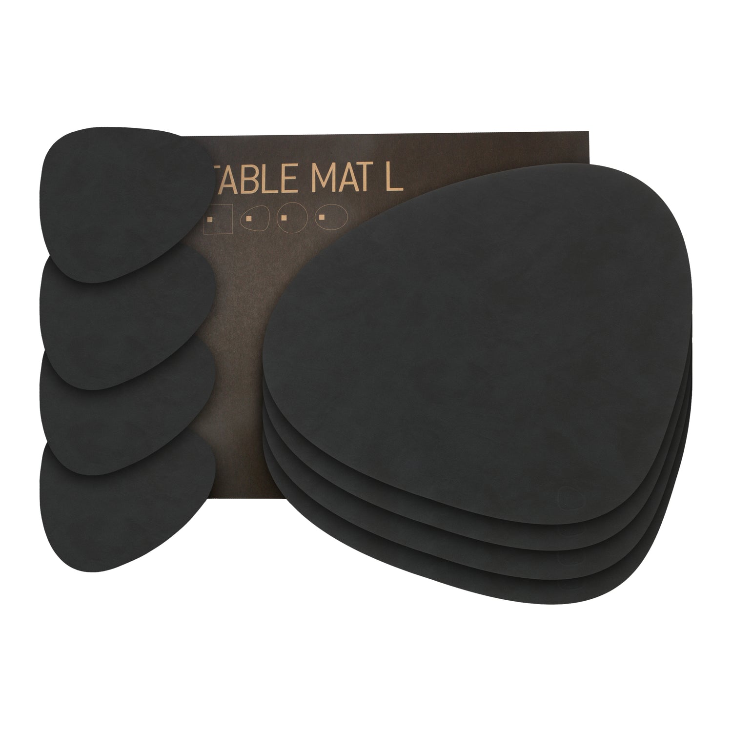 LIND DNA Nupo Curve Placemats 4 st. + Onderzetters 4 st. - Black