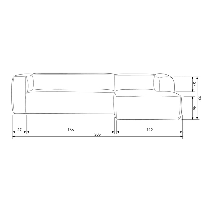 WOOOD Bean Hoekbank met Chaise Longue Rechts - Melange - Beige