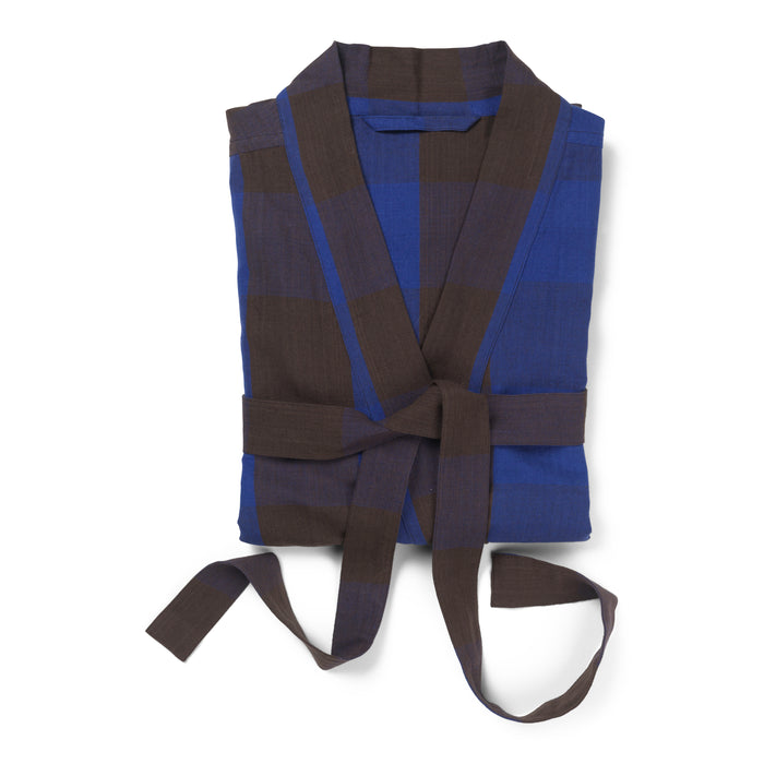 Ferm Living Field Badjas - Chocolate/Bright Blue