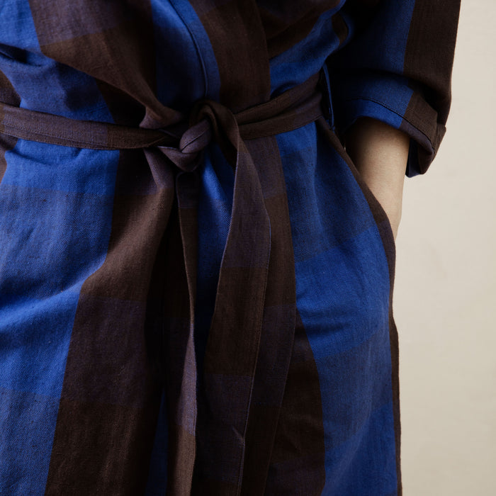 Ferm Living Field Badjas - Chocolate/Bright Blue