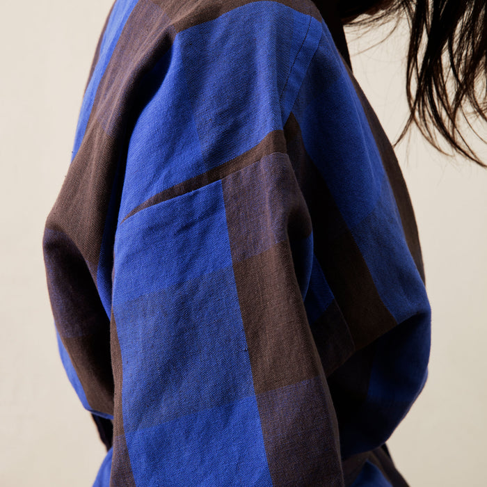 Ferm Living Field Badjas - Chocolate/Bright Blue