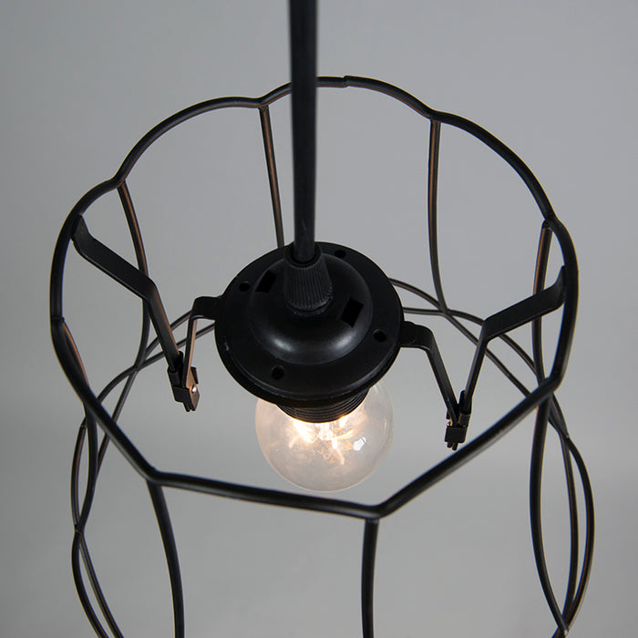QAZQA Retro hanglamp zwart 25 cm - Granny Frame
