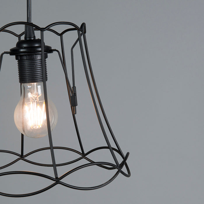 QAZQA Retro hanglamp zwart 25 cm - Granny Frame