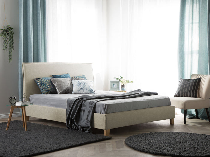 Beliani - SENNEZ - Tweepersoonsbed - Beige - 140 x 200 cm - Polyester