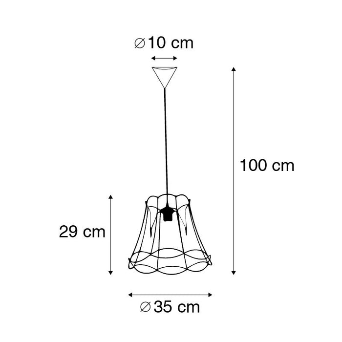 QAZQA Retro hanglamp zwart 35 cm - Granny Frame