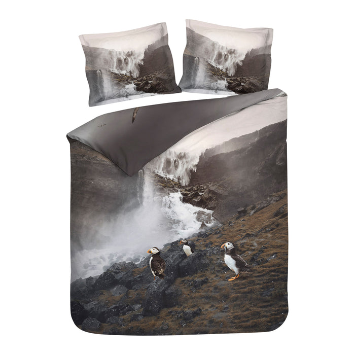 Heckett & Lane Laurien Dekbedovertrek 240 x 200TC/220 cm - Wit/Grijs