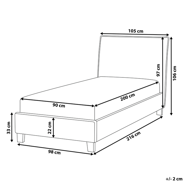 Beliani - SENNEZ - Eenpersoonsbed - Beige - 90 x 200 cm - Polyester