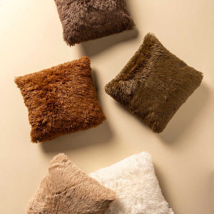 Dutch Decor sierkussen FLUFFY - 45x45 cm Tobacco Brown