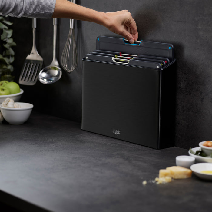 Joseph Joseph Folio Steel Snijplankset - Set van 4 - Zwart