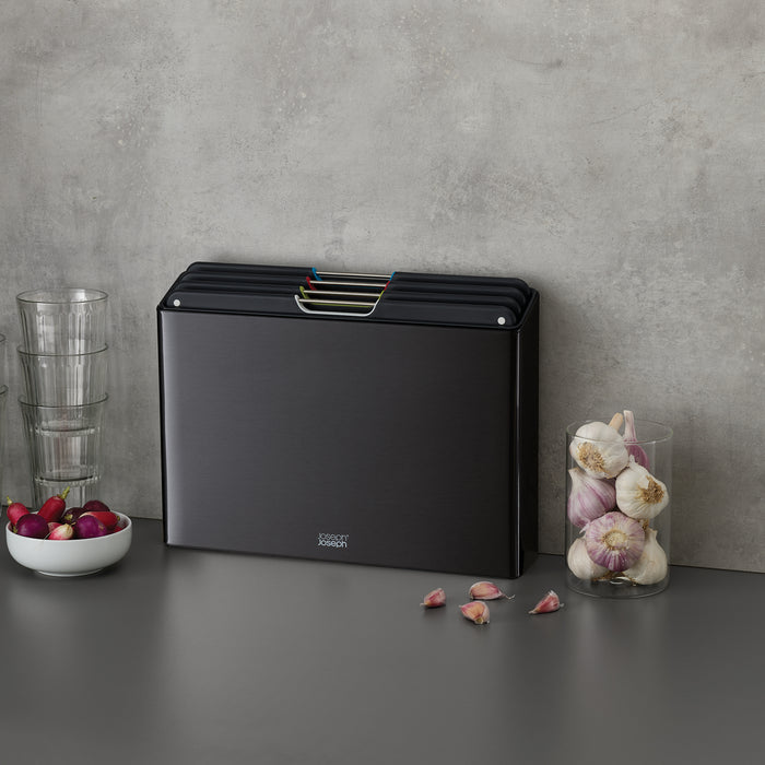 Joseph Joseph Folio Steel Snijplankset - Set van 4 - Zwart