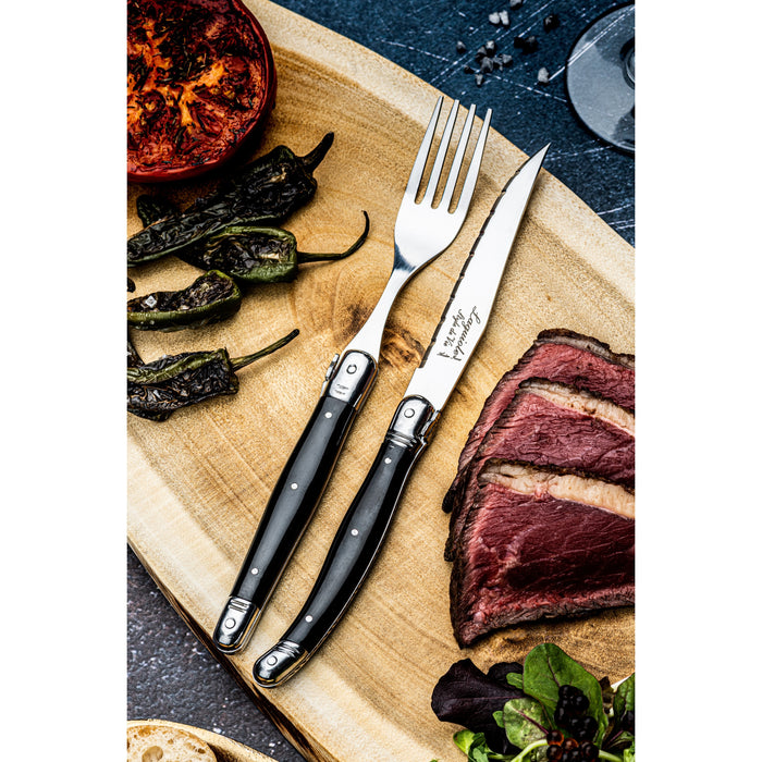 Laguiole Style de Vie Premium Line vorken 6 personen zwart