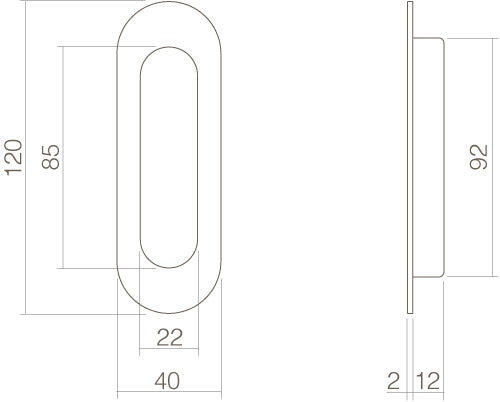Intersteel Schuifdeurkom ovaal 120x40mm blind mat zwart