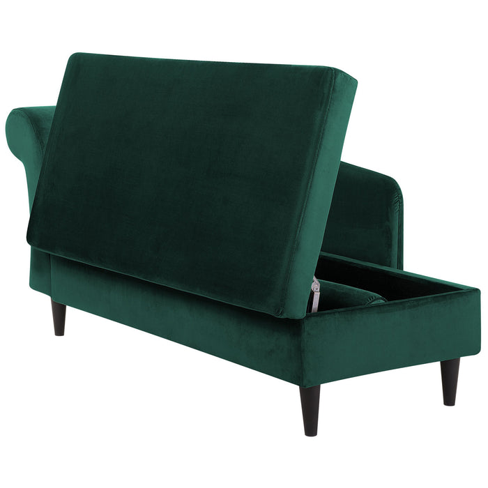 Beliani - LUIRO - Chaise longue - Smaragdgroen - Linkerzijde - Fluweel