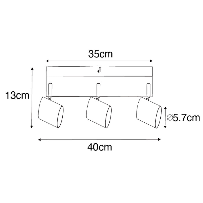 QAZQA Moderne plafondlamp wit 3-lichts verstelbaar rechthoekig -