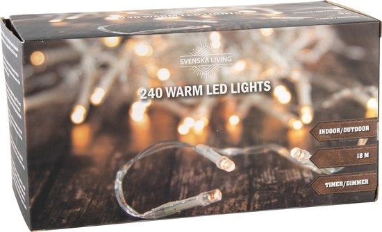 Svenska Living - Kerstverlichting - Snoer Warm LED Transparant-